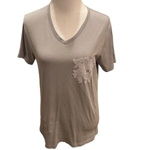 Vintage Y2K Ed Hardy Gray T-Shirt Womens Skull and Roses Graphic Tee Size Medium